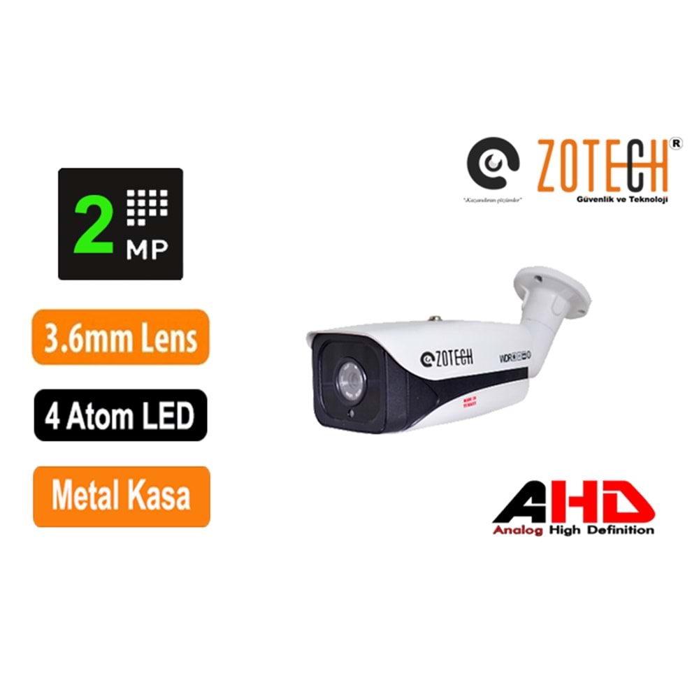Zotech ZT-D204HD 2MP 4 King Led 3.6mm Ahd Kamera(80mt)